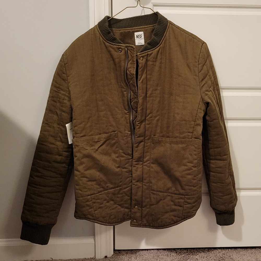 RARE NSF Quilted Jacket Olive Khaki Green Size S